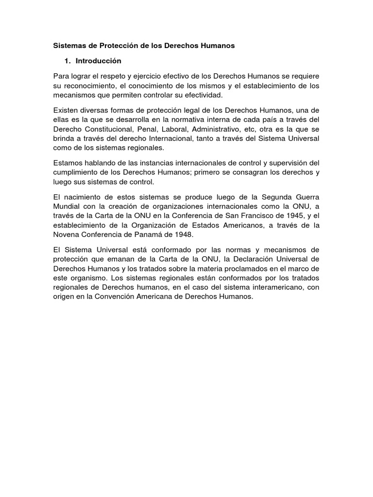 Sistemas de Protección de Derechos Humanos | PDF | Naciones Unidas ...