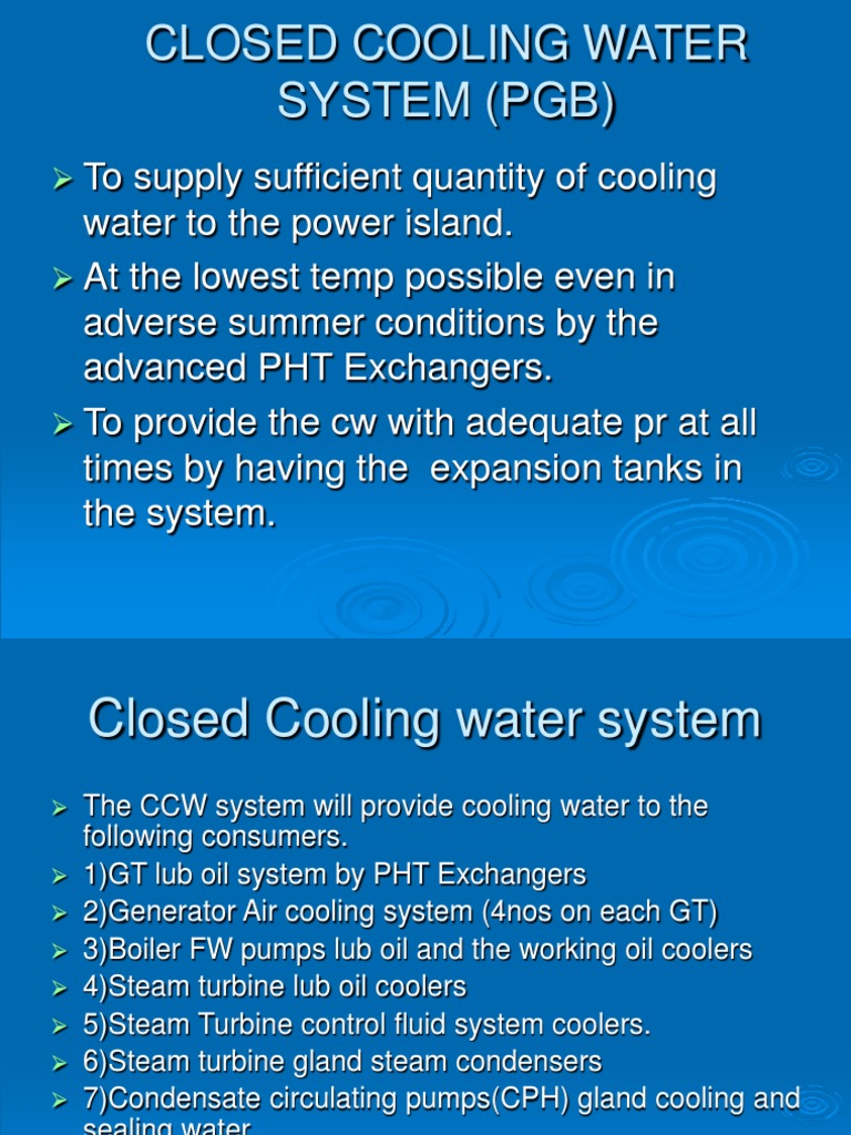 Closed Cooling Water System Overview | PDF | Steam | Pump