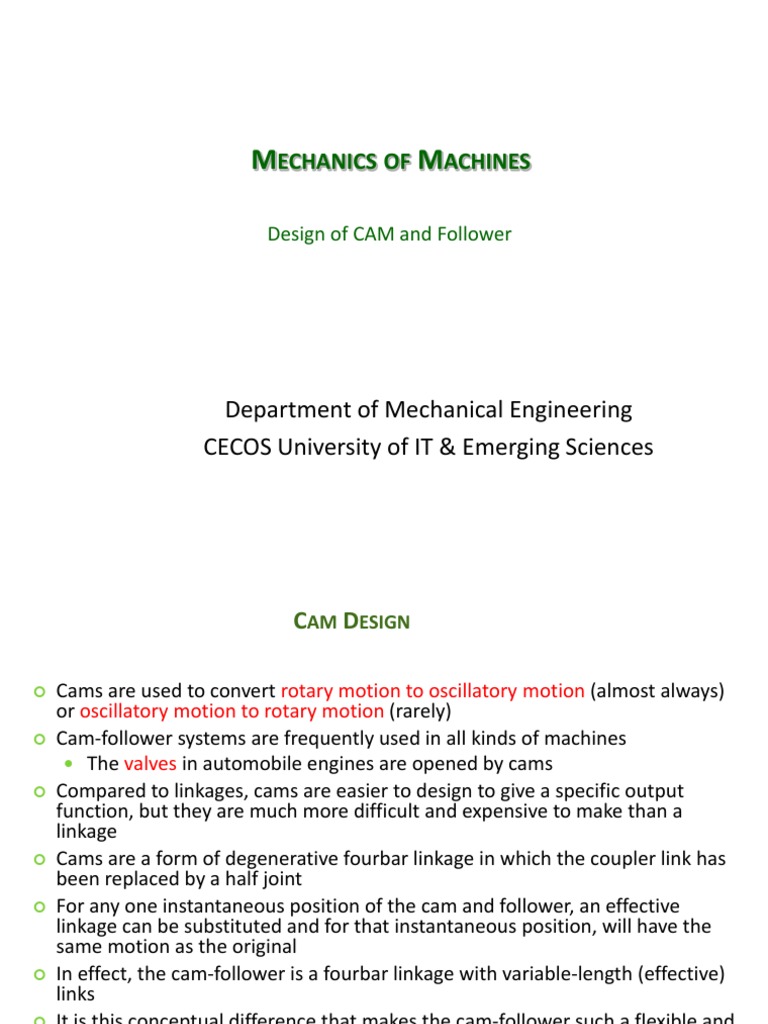 Cam and Follower Design Principles | PDF | Velocity | Force