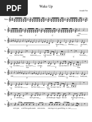 Wake Up Arcade Fire Lead Sheet