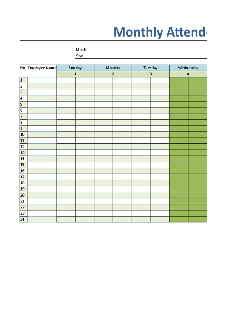 Employee Attendance Calendar | PDF