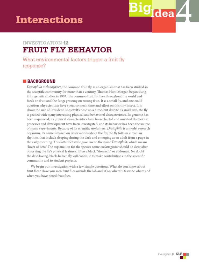 Fruit Fly Lab Manual Student PDF Drosophila Melanogaster Chemotaxis