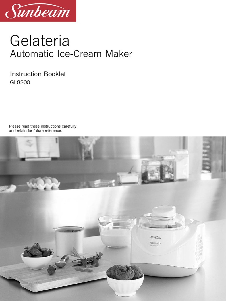 Sunbeam Gelateria Instructions PDF Ice Cream Custard