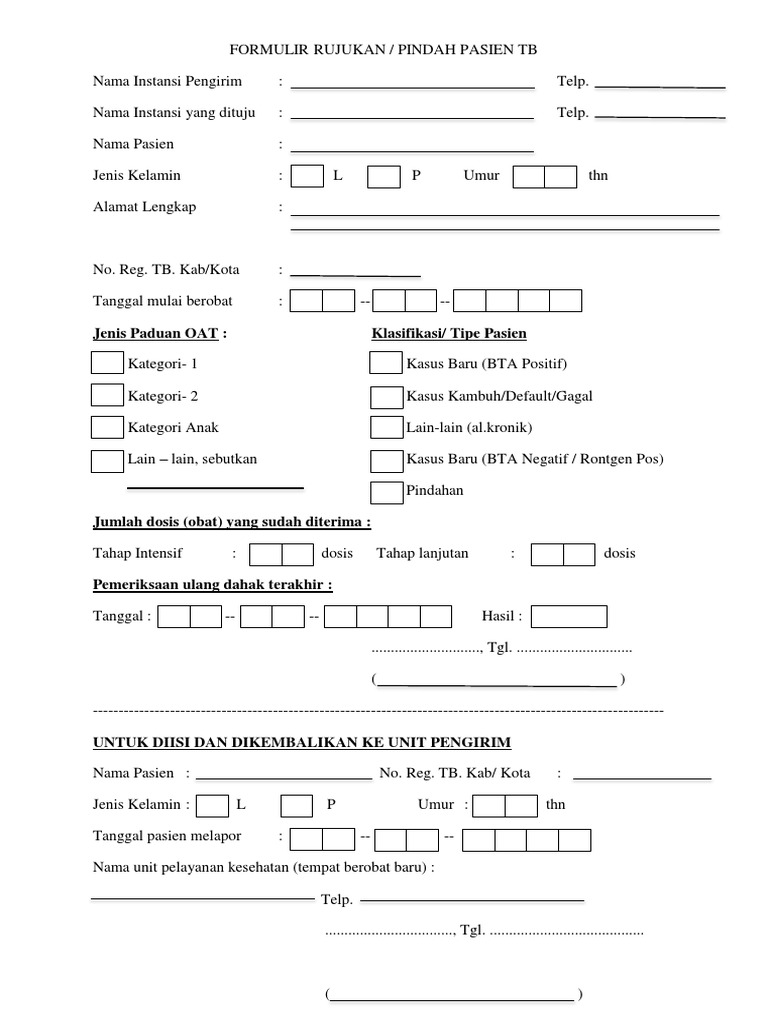 Formulir Pindah Pengobatan TB | PDF