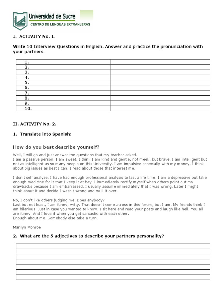 Interview Questions In English Pdf