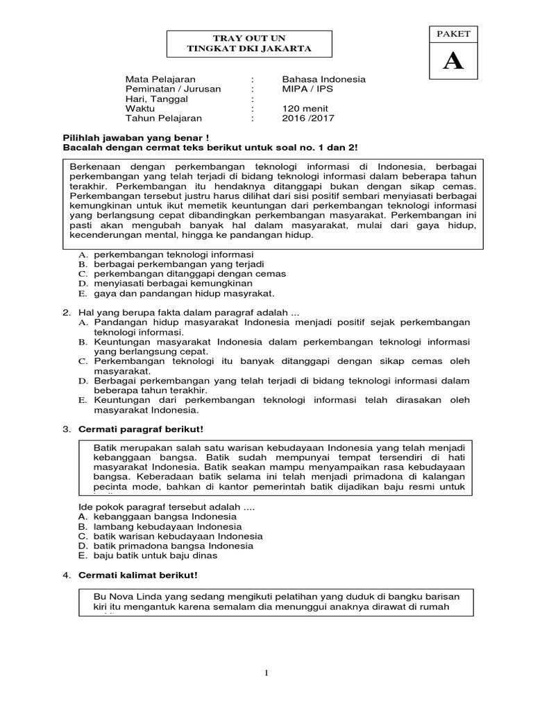 PAKET A TO DKI 2017 BHS INDONESIA MIPA IPSdocx