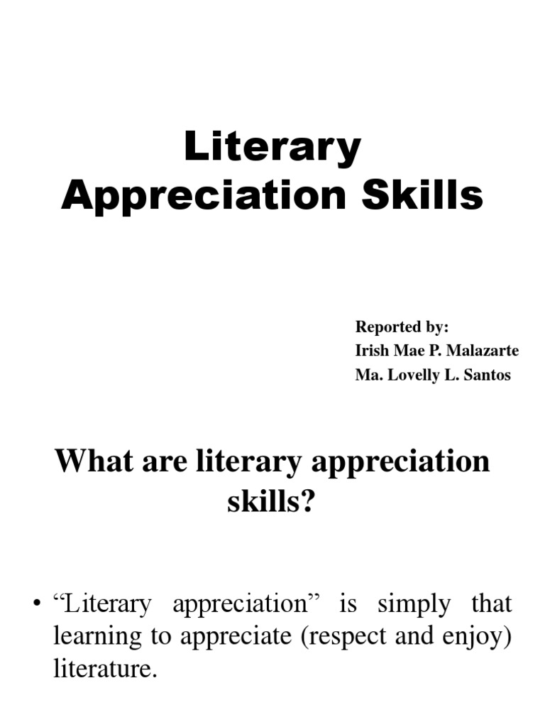 Understanding Literary Appreciation Skills | PDF | Genre | Storytelling
