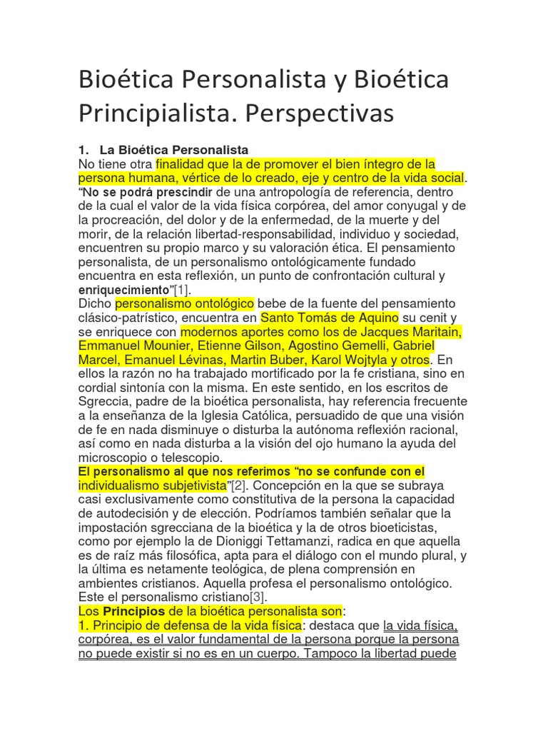 Bioética Personalista y Bioética Principialista | PDF | Bioética | Justicia