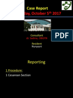 Thursday, October 5 2017: Case Report