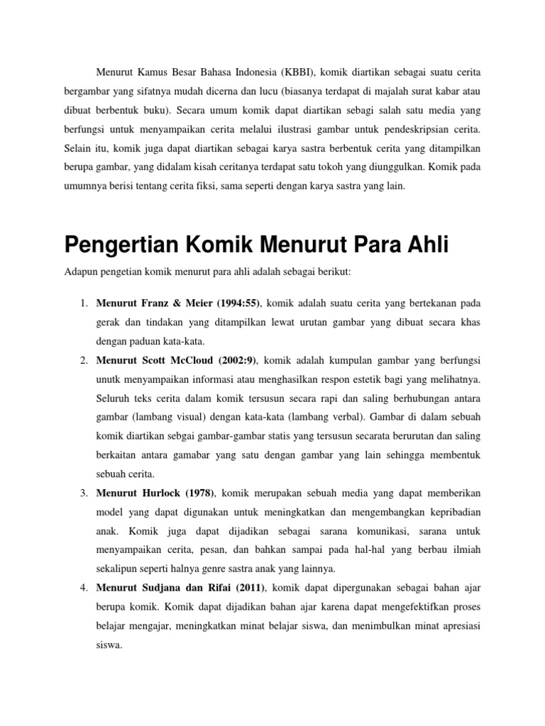 Pengertian dan Jenis-Jenis Komik | PDF | Fiksi Umum