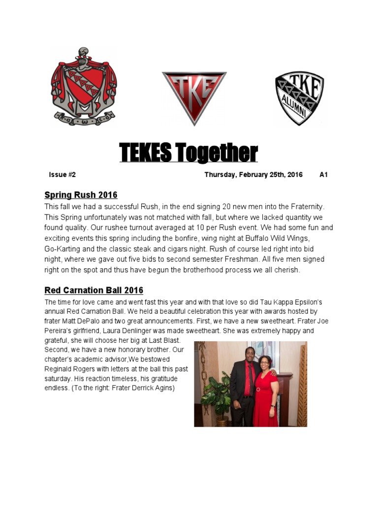 TKE Spring Rush & Events 2016 Recap | PDF | Students | Sex Segregation