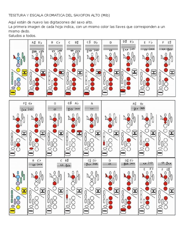Tesitura y Escala Cromatica Del Saxofon Alto