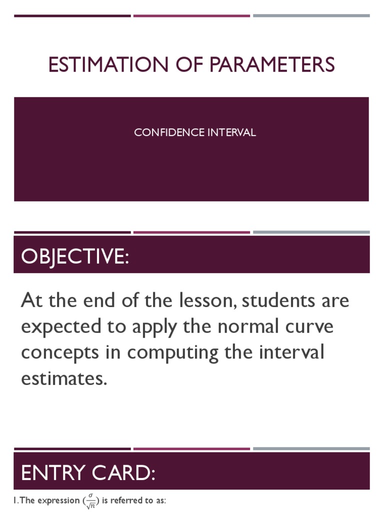 Estimation of Parameters Confidence Interval 2 | PDF | Confidence ...