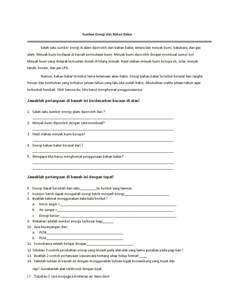 Mengapa Kita Harus Menghemat Pemakaian Bahan Bakar - Sekilas Bahan