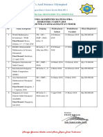 Jadwal Kompetisi Semester I