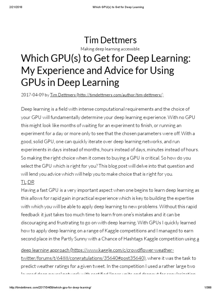 A Full Hardware Guide to Deep Learning — Tim Dettmers