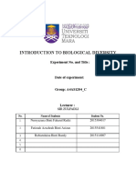 Introduction To Biological Diversity: Experiment No. and Title