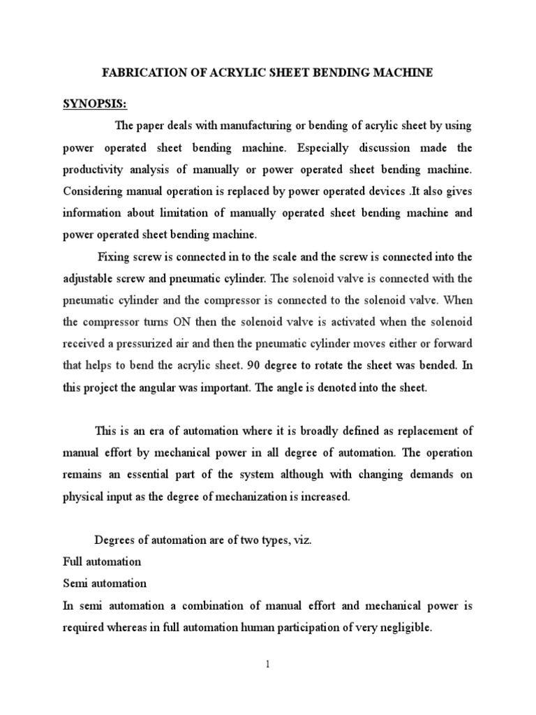 Acrylic Sheet Bending Machine PDF Mechanical Engineering Gas
