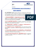 Nuestra Política de Seguridad y Salud Ocupacional 2,013