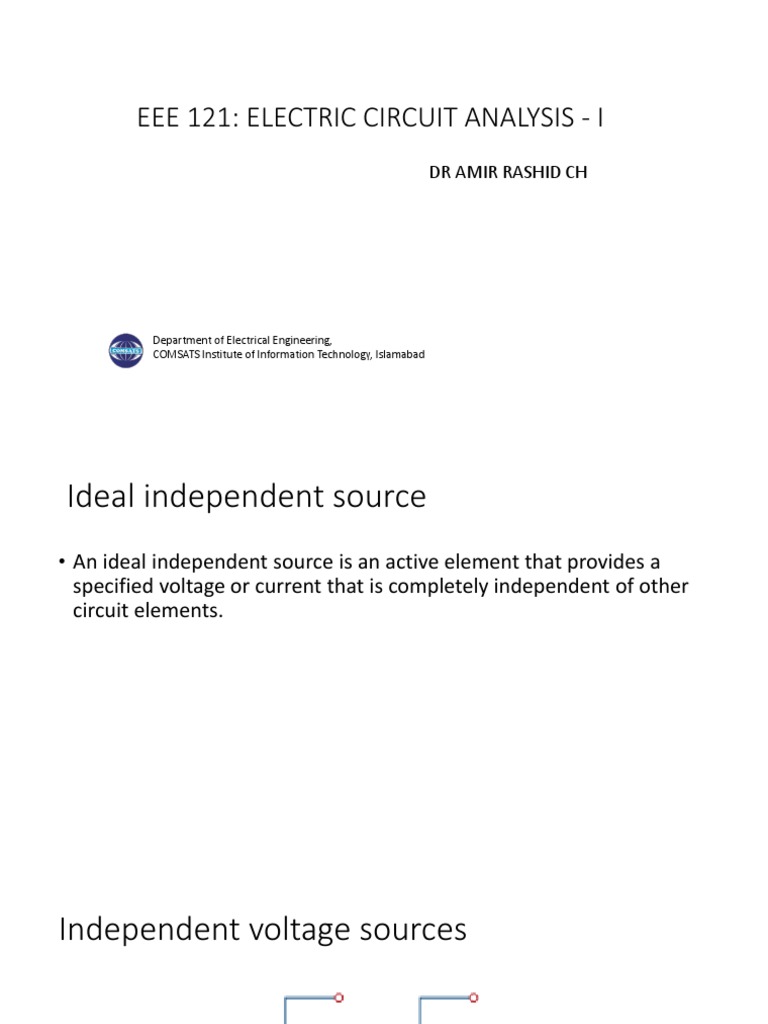 Eee 121 Electric Circuit Analysis I DR Amir Rashid CH PDF