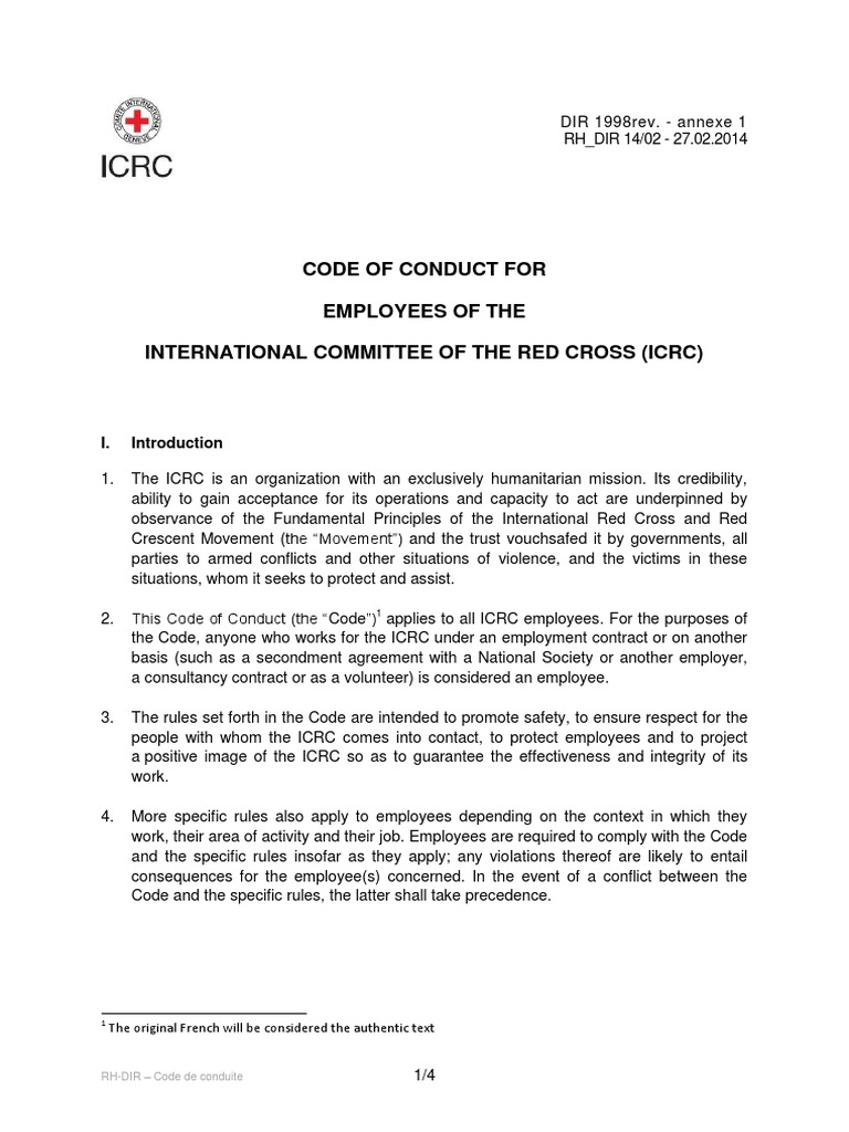 Red Cross Code of Conduct | PDF | International Committee Of The Red ...
