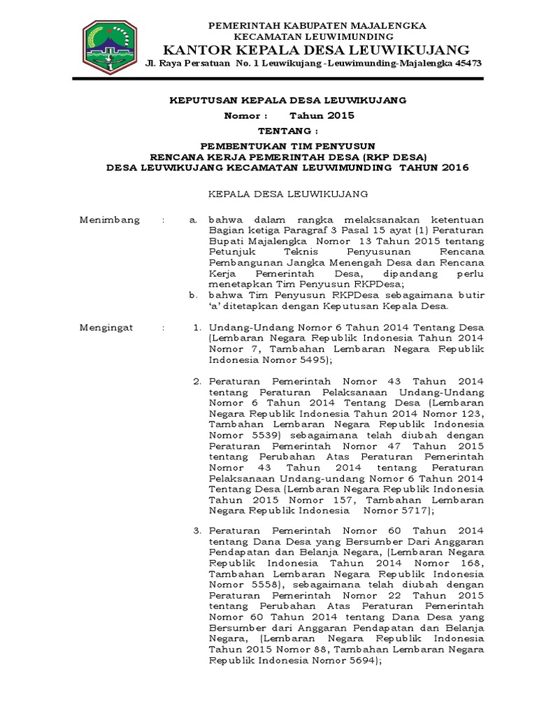 SK Tim Rkpdesa | PDF