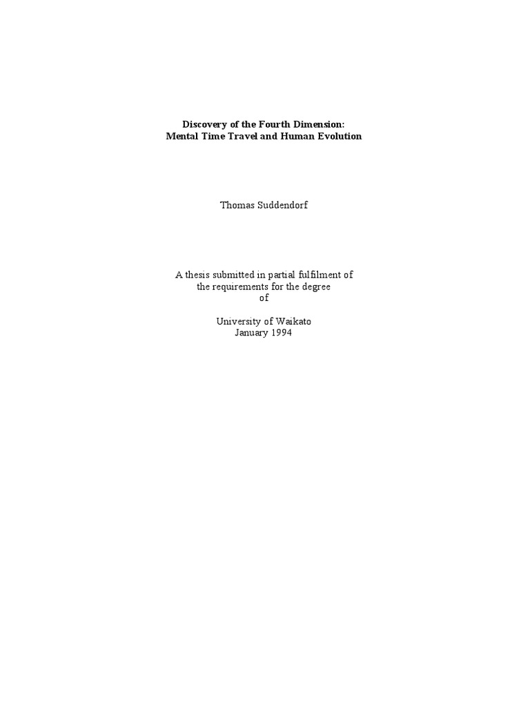 Discovery of The Fourth Dimension: Mental Time Travel and Human ...