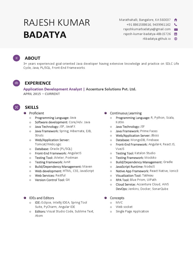 Java Developer Resume - Rajesh Badatya | PDF | Java Server Pages | Java ...