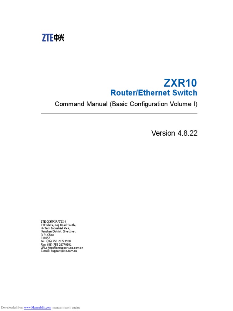 Router/Ethernet Switch: Command Manual (Basic Configuration Volume I ...