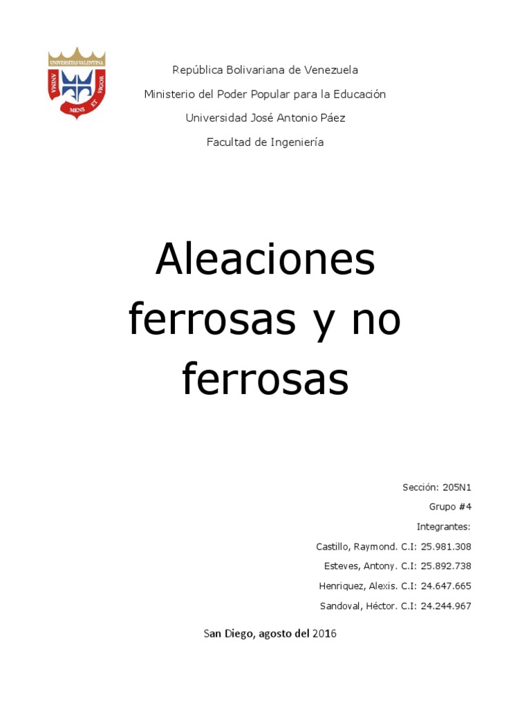 Aleaciones Ferrosas y No Ferrosas | PDF | Arrabio | Bronce