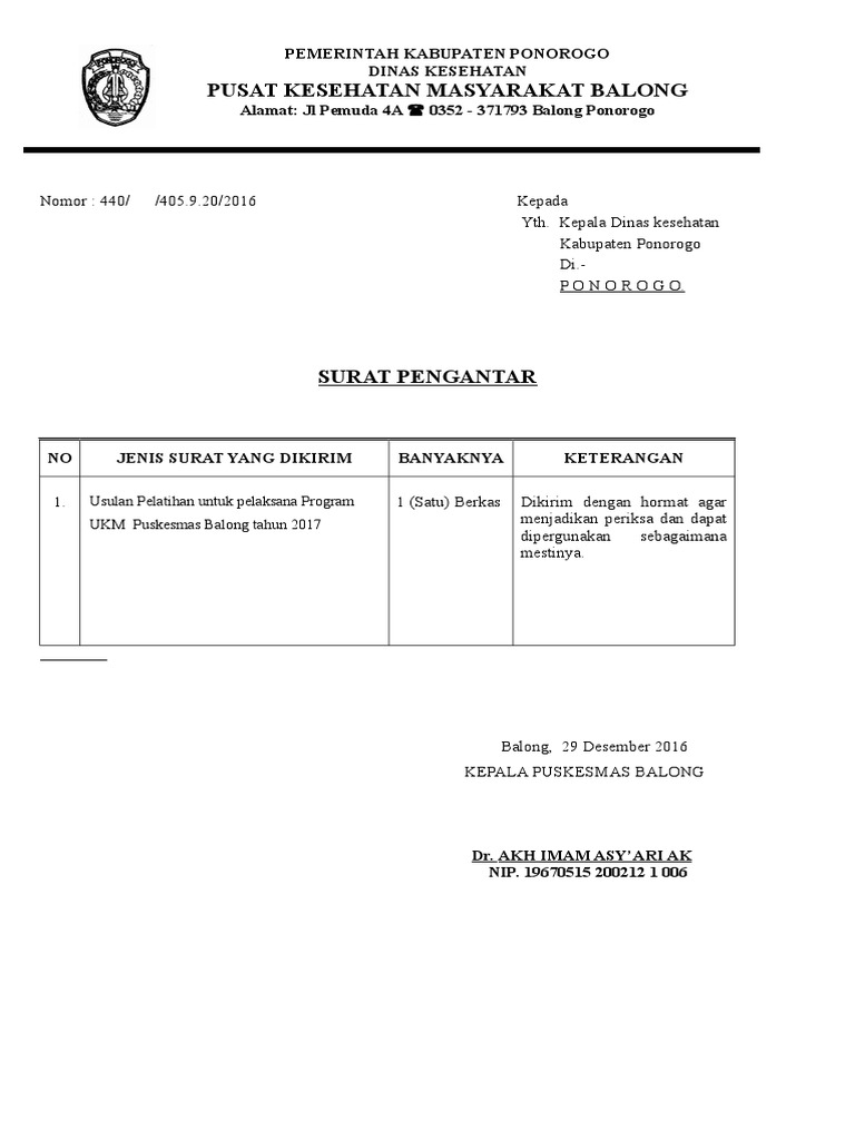 Surat Pengantar Dinas | PDF