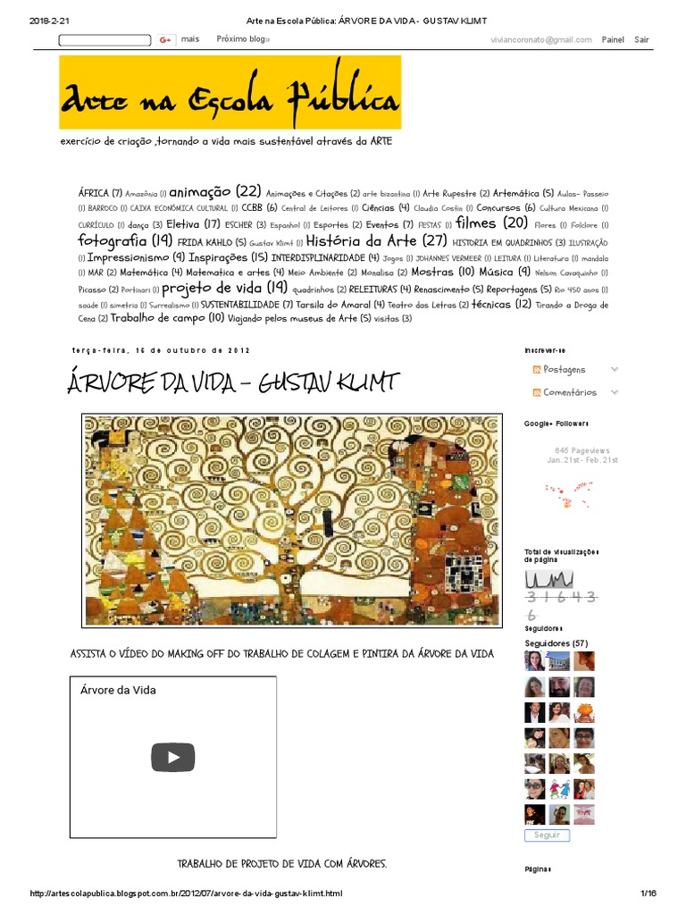 Arte Na Escola Pública - Árvore Da Vida - Gustav Klimt | PDF | Árvores, image size:768x1024