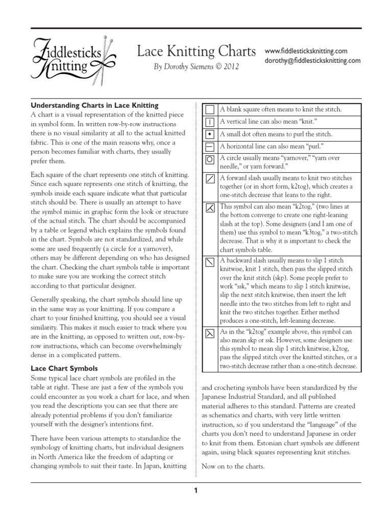 Lace Knitting Charts | PDF | Knitting | Textile Arts