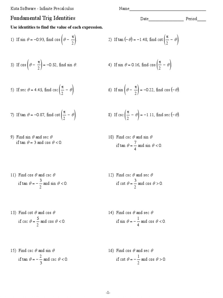 worksheet Trig Identities Worksheet 3.4 Answers 04 fundamental trig identities