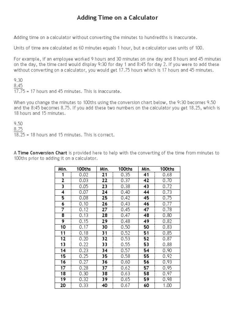 Time Addition: Minutes to Hundredths | PDF | Teaching Mathematics