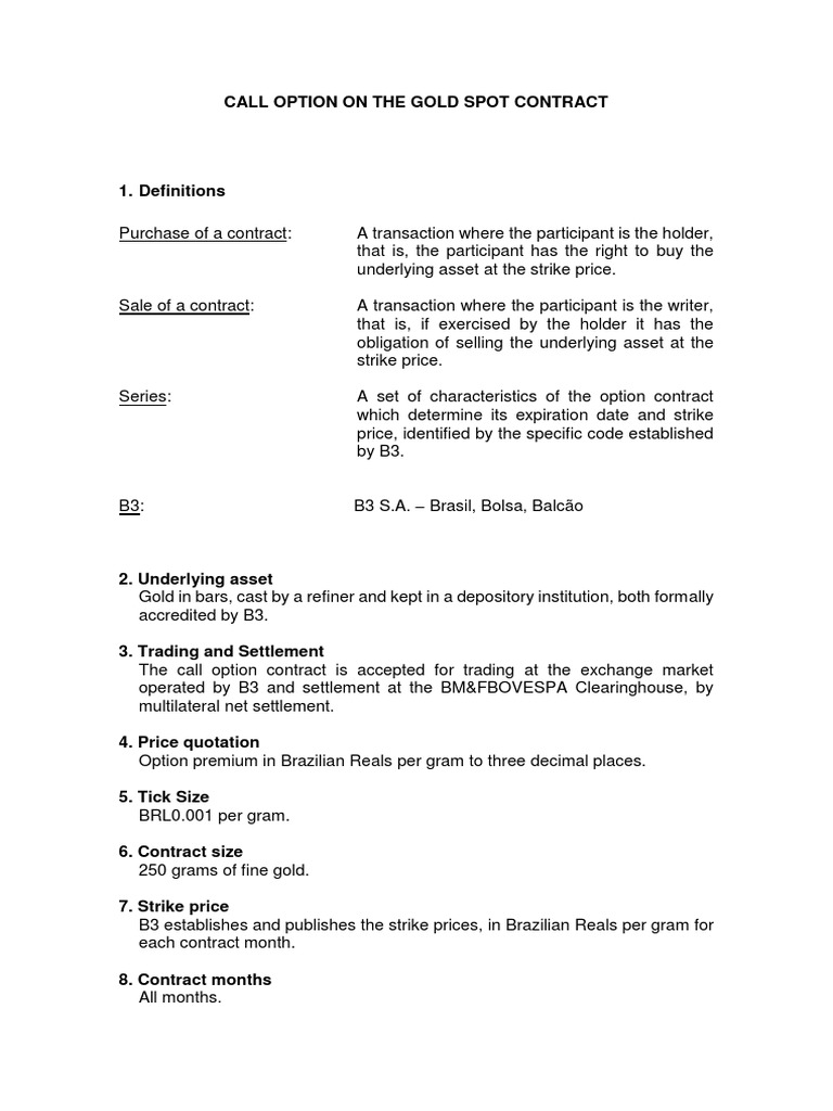 Gold Futures Contract | PDF | Option (Finance) | Futures Contract