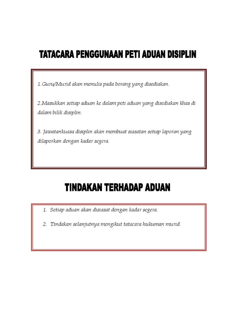 Tatacara Peti Aduan Disiplin Pdf