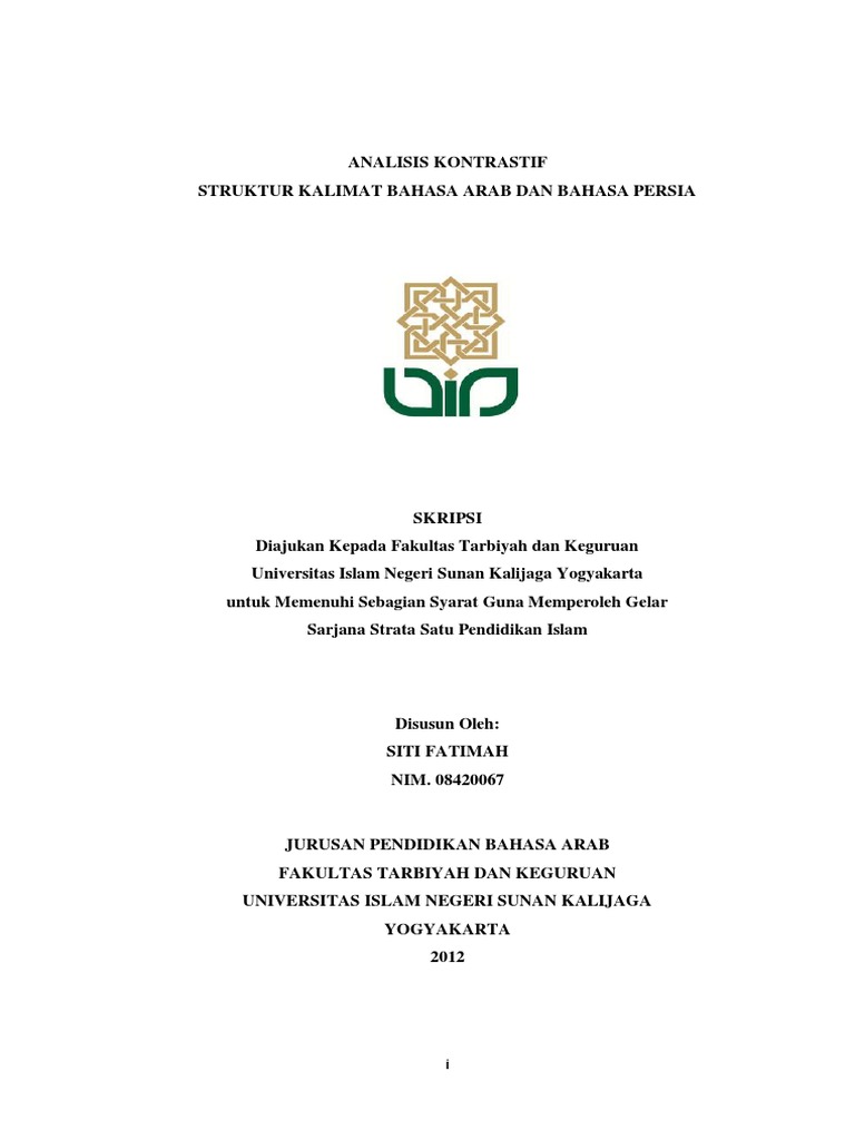 Analisis Kontrastif Bahasa Arab Dan Bahasa Persia