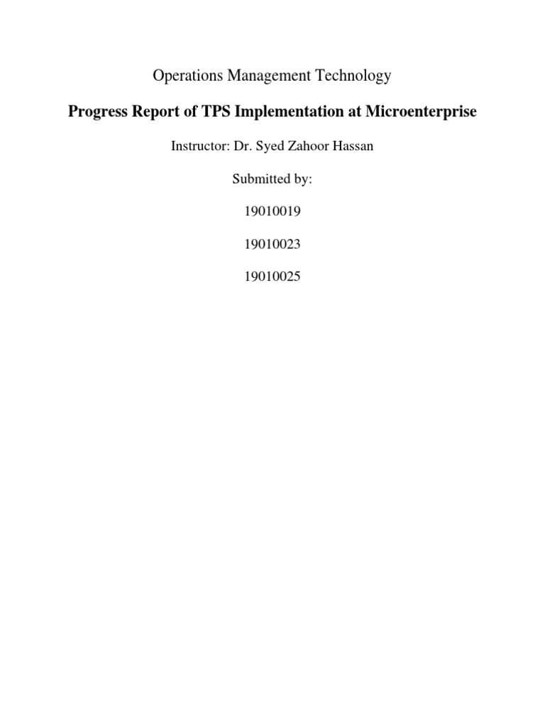 Progress Report of TPS at ABHS | PDF | Change | Business