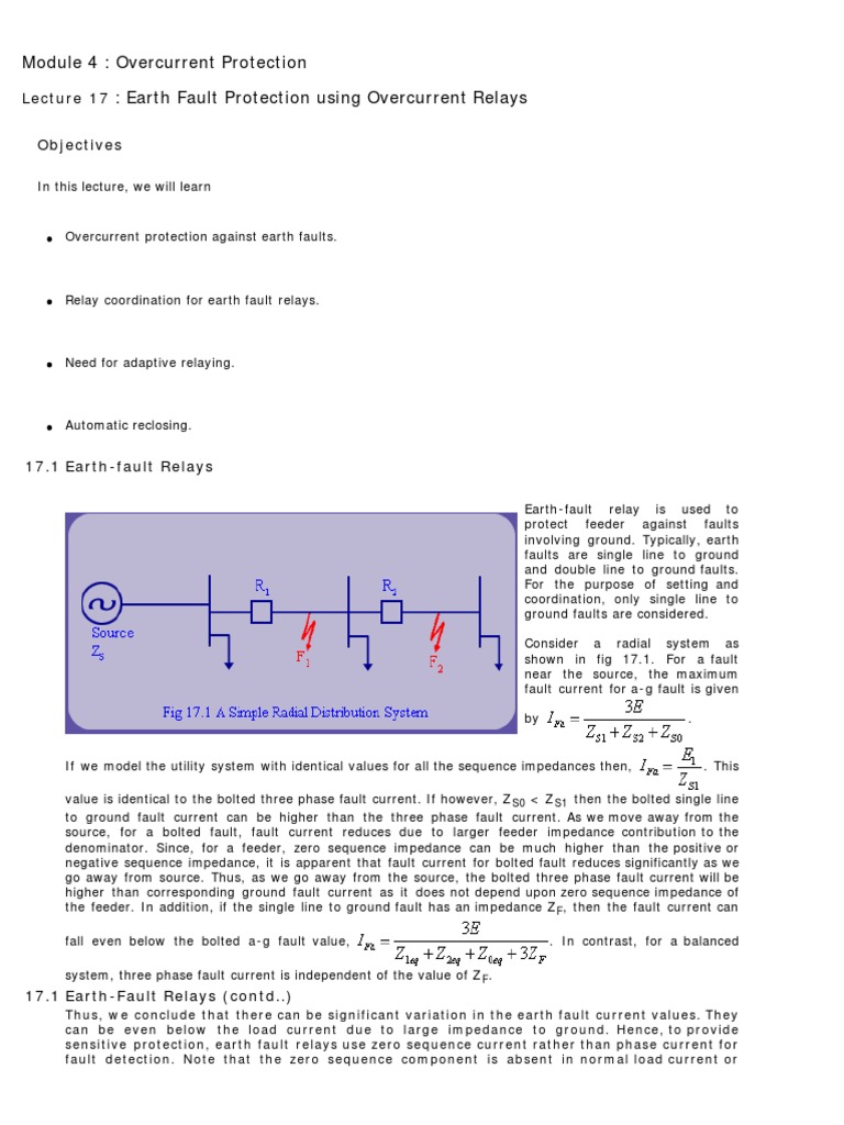 Module 4: Overcurrent Protection: Earth Fault Protection Using ...