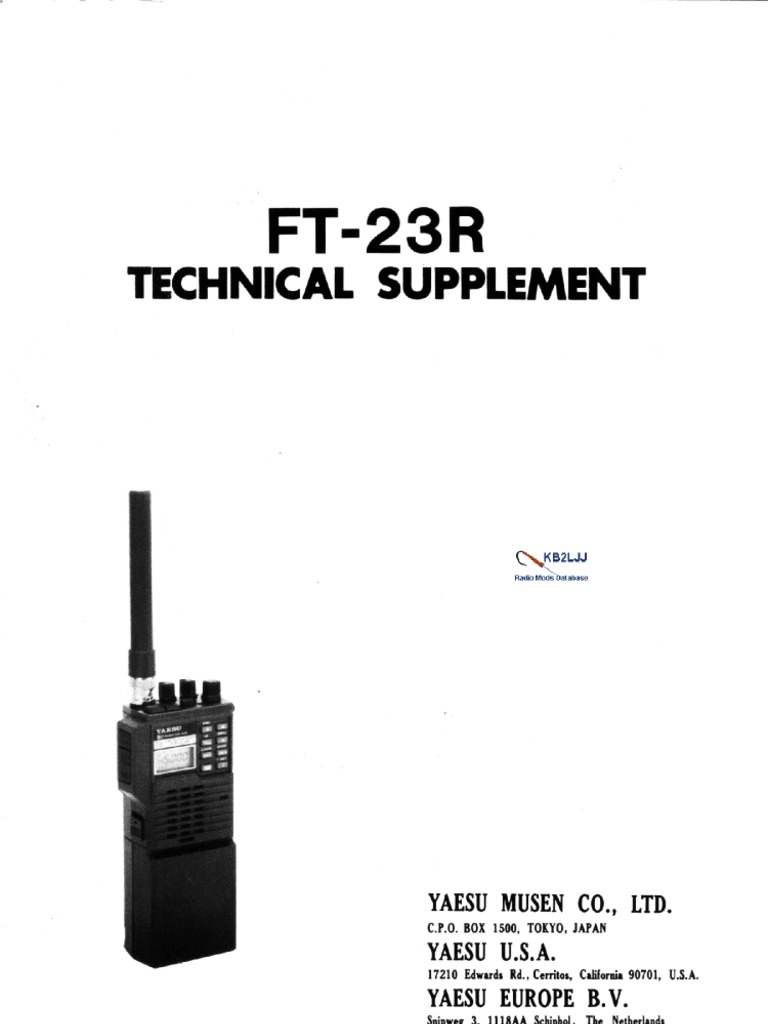 Yaesu FT-23R Technical Supplement Service Manual | PDF | Foreign