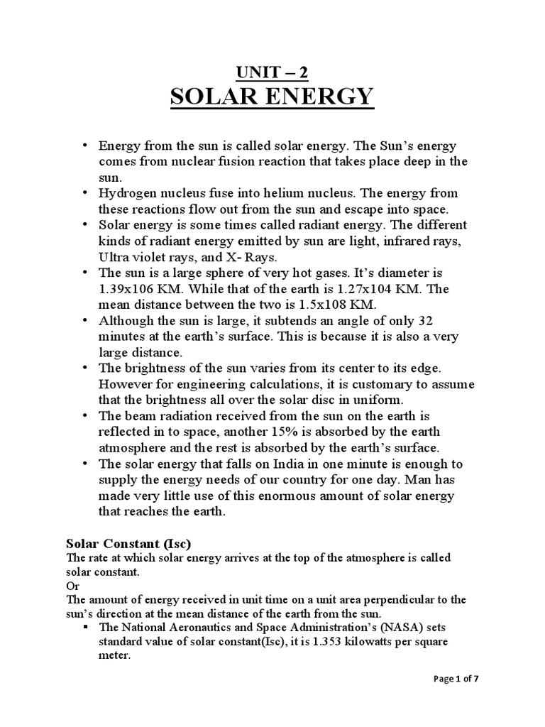 NCES UNIT 2 Notes PDF | PDF | Sun | Earth