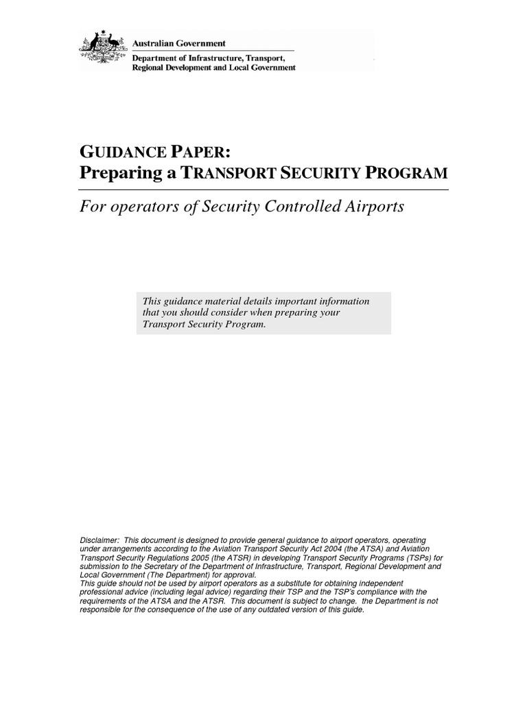 Preparing A Transport Security Program PDF Airport Audit