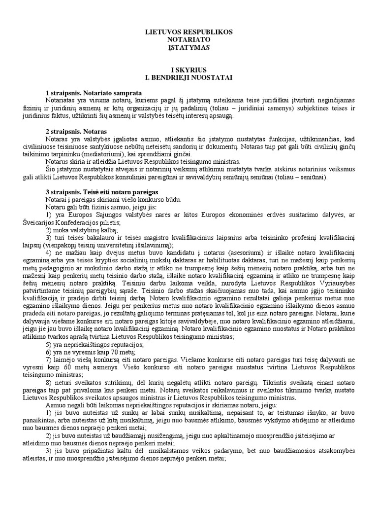 Notariato Įstatymas | PDF