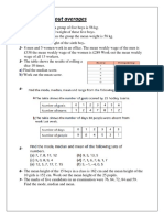 Work Sheet About Averages: A) Work Out The Total Weight of These Five Boys