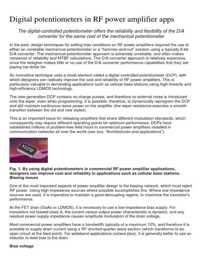 Digital Potentiometers in RF Power Amplifier Apps PDF Amplifier