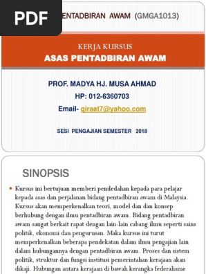 Bab 1 Kerja Kursus Pentadbiran Awam Pdf