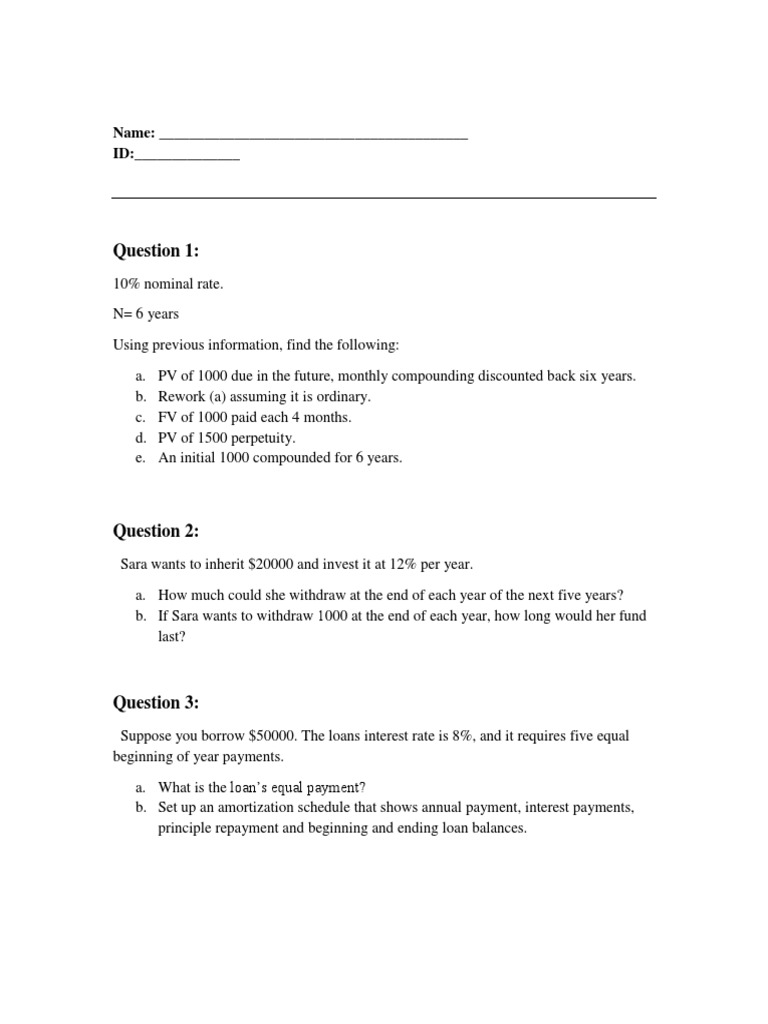 Financial Calculations and Amortization Guide | PDF