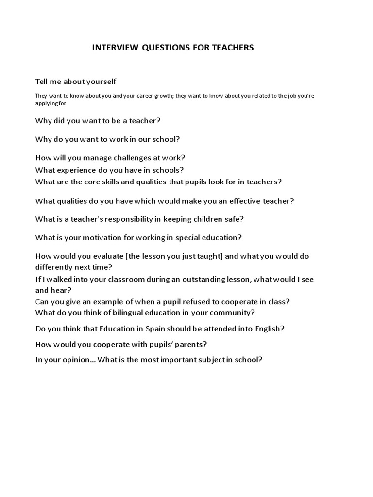 Teaching Interview Exercise | PDF | Teachers | Education Theory
