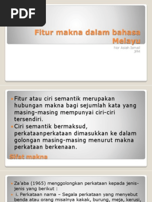 Fitur Makna Dalam Bahasa Melayu Pdf